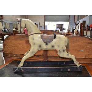 Late Victorian rocking horse in original condition with leather…