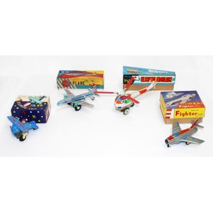 4 Chinese tinplates planes, including Ambulance Helicopter,…