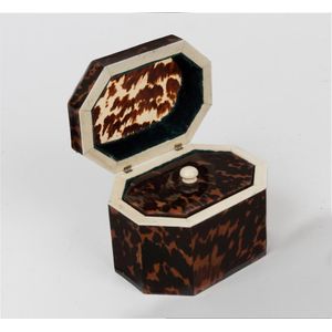 A tortoiseshell dome top box, and a miniature case, 19th…