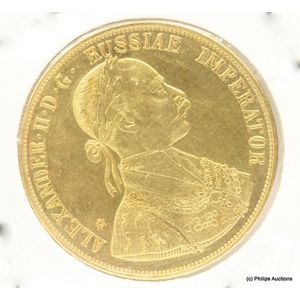 A Russian gold 4 Ducat coin dated 1905, 22ct yellow gold, dated…