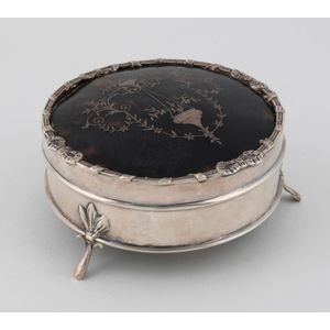 An antique English sterling silver and tortoise shell jewellery…
