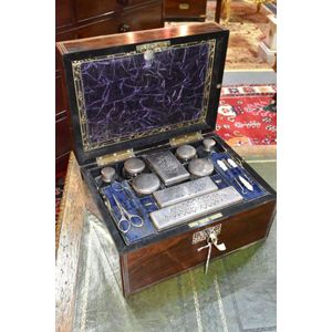 Mid 19th century rosewood campaign ladies sewing box with…