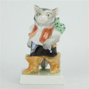 Herend Puss in Boots Figure on Platform - Zother - 20th Century ...