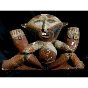 An Abelam ancestor sculpture of wood with polychrome pigments…
