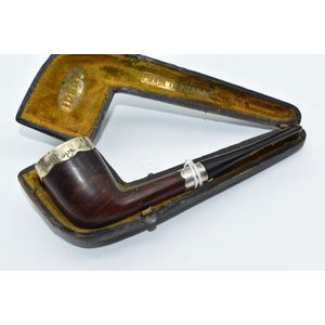 'Ideal' mahogany and sterling silver pipe in original fitted…