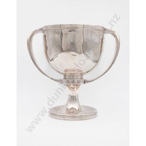 Large Arts & Crafts period silverplate prize trophy,…