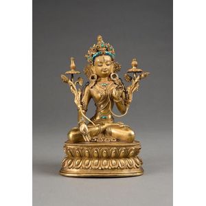 A Tibeto-Chinese gilt-bronze figure of White Tara, 18/19th&hellip;