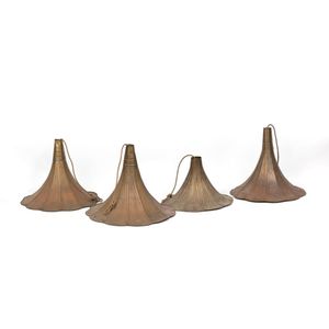 Four vintage gramophone trumpets, late 19th century, each of…