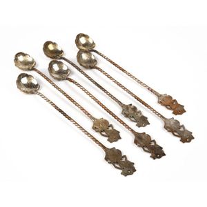 Set of six vintage Indonesian .800 silver cocktail spoons, 102g,…
