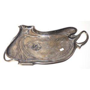 Art Nouveau WMF silver plate tray decorated with ornate in…