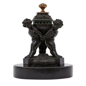 A Napoleon III bronze Brule Parfum, in the form of three…