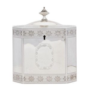 A George III silver tea caddy, maker's mark of John Denzilow,…
