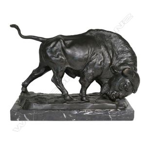 Franz Iffland (German 1862-1935) 'Bison' (c.1920), bronze (dark…