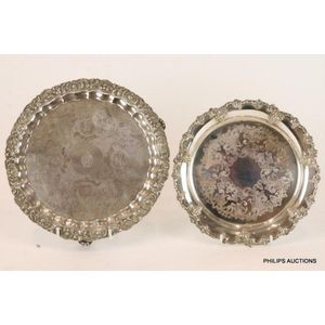 Two Victorian silver plated trays, late 19th century shaped…