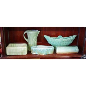 Four vintage pottery trough vases & a jug including Diana and…