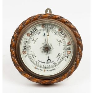 Antique Walnut Aneroid Barometer with Carved Rope Twist Case ...