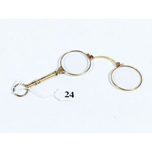 Victorian pair of lorgnette, 9ct yellow gold plated