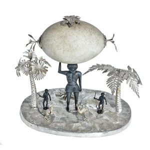 An Australian silver mounted emu egg centrepiece, late 19th /…