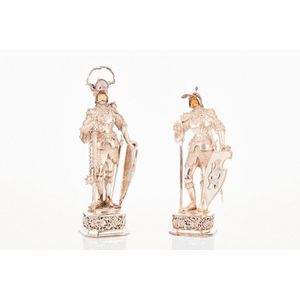 Two German silver and ivory figures of Medieval Knights, Hanau,…