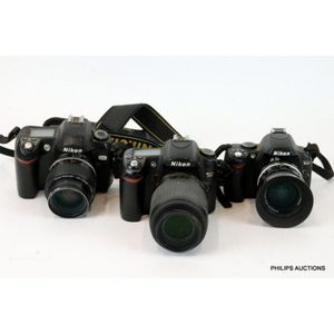 Three Nikon Dslr D40, D70 and D80 Cameras with lenses, the…