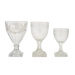 Pair Of 18Th Century Monogrammed Baroque wine Glasses For Sale at