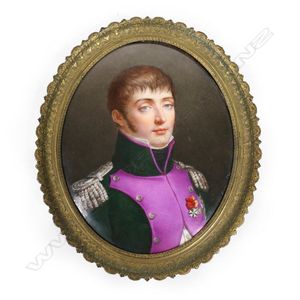 A fine antique hand painted oil on porcelain portrait of 'Louis…