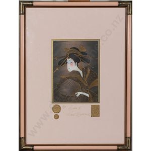 Karel Burrows, geisha III, mixed media on handmade paper…