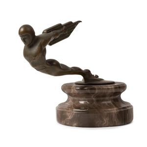 Car Mascot vintage Art Deco bronze mounted on grey marble base,…