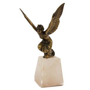 Car Mascot vintage Art Deco bronze winged lady in the Egyptian…