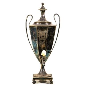 A large silver plated trophy form samovar, height 59 cm