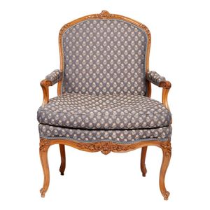 Louis XV style French arm chair with hoof foot in fruit wood.