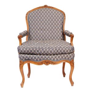 Set of 4 Louis XV Style Armchairs in Blue Leather (SN0918-01