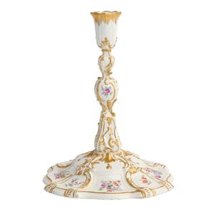 A Continental porcelain candlestick, first quarter 18th century,…