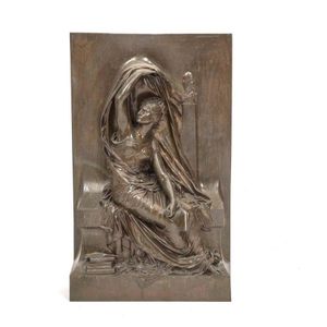A French bronze relief plaque, La Pensee (The Thinking) by…
