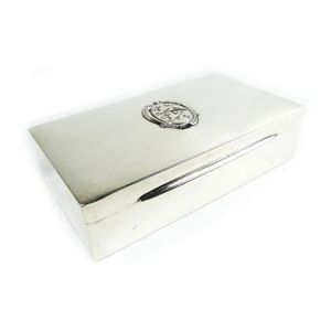German silver box fabricated in 800 silver by Jezler. Engraved…