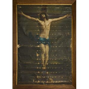 An impressive painting of Jesus on the cross, 19th century,…