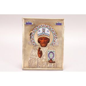 Early 20th century Russian silver icon, marked 84 kokoshnik,…