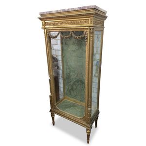 Good late 19th century French gilt vitrine, of rectangular form,…