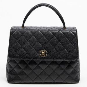 Chanel Large Black Quilted Aged Calfskin Gold Bar Tote - A World