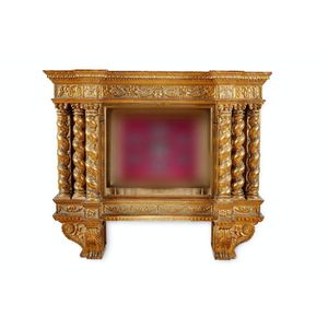 A wall mounted gilt wood tabernacle case, 19th century, 120 cm…