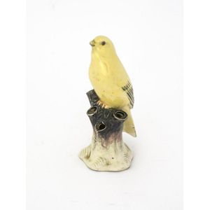 A painted metal parrot inkwell, 10 cm high and two porcelain…