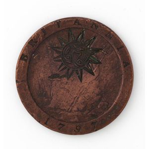 Proclamation penny, 1797 with additional engraving