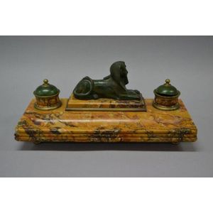 Early 19th century Italian Siena marble inkwell surmounted by a…