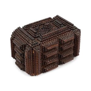 An antique Australian tramp art box, cigar box cedar…