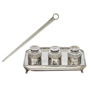 A George III silver standish Inkstand by Robert Hennell I,…