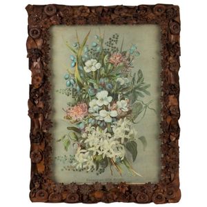 An antique Australian leather work folk art picture frame,…