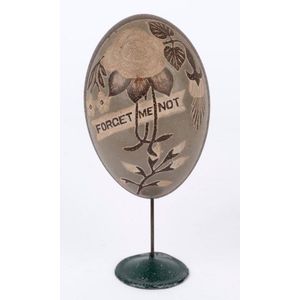 'Forget Me Not' antique emu egg with carved scene of Aboriginal…