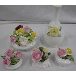 Five Coalport Floral Vases 15 Cm High Largest Coalport Ceramics