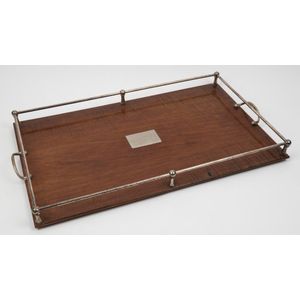 An Australian fiddleback blackwood serving tray with nickel…