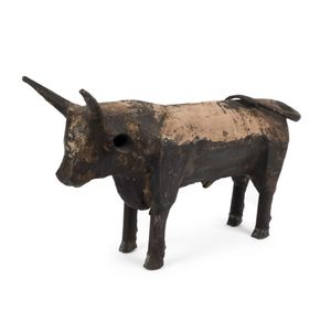 Bullock sculpture, Folk Art example crafted in metal, made by a…